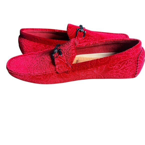 Royal Shoes Red Velvet Loafers Moccasins Men’s Size 11 Shoes New - Picture 2 of 6